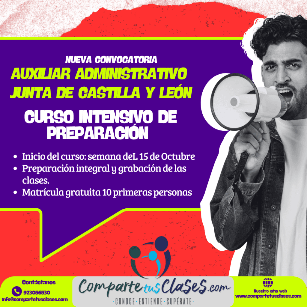 Auxiliar Administrativo Junta de Castilla y León. Academias de Oposiciones Salamanca