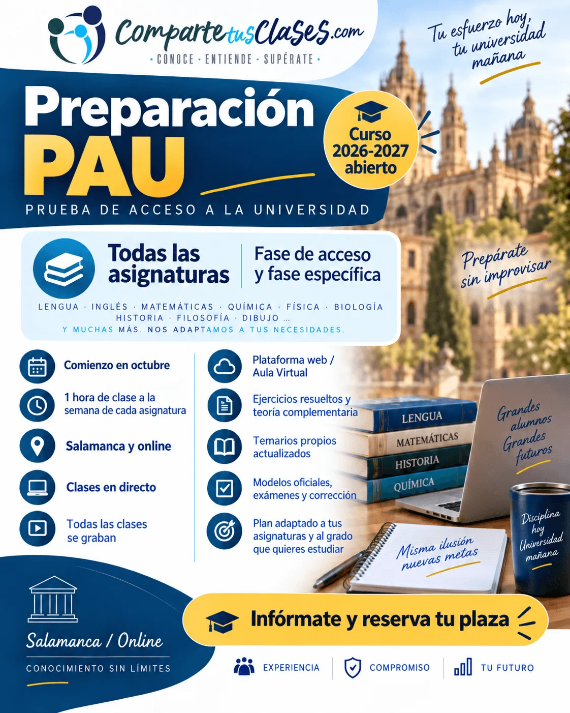 Nuevos grupos de preparación PAU 2027: empezamos en octubre